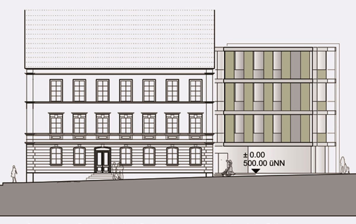 Entwurf des Rathaus der Verwaltungsgemeinschaft Thannhausen